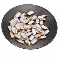 Freshwater Pearl Pendants, with Zinc Alloy, gold color plated, fashion jewelry, white, 15-17mmuff0c10mm 