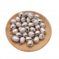 Freshwater Pearl Pendants, with Zinc Alloy, silver color plated, DIY, white, 8-9mmuff0c12-13mm 