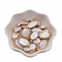 Freshwater Pearl Pendants, with Zinc Alloy, gold color plated, fashion jewelry, white, 12-20mm 