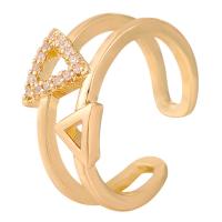 Brass Cuff Finger Ring, gold color plated & micro pave cubic zirconia & enamel, golden 
