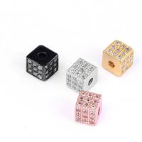 Cubic Zirconia Micro Pave Brass Beads, Square, plated, micro pave cubic zirconia Approx 1.8mm 