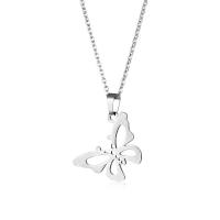 Cubic Zircon Micro Pave Brass Necklace, Stainless Steel, with 12.7 extender chain, Butterfly, silver color plated, fashion jewelry, silver color .72 