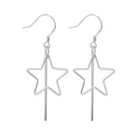 Sterling Silver Drop Earring, 925 Sterling Silver, Star, plated, fashion jewelry & for woman & hollow 