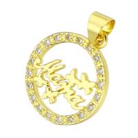Cubic Zirconia Micro Pave Brass Pendant, Flat Round, gold color plated, micro pave cubic zirconia & hollow Approx 4mm 