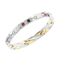 Titanium Steel Bracelet, with Magnet, plated, for man, two different colored Approx 8.46 Inch 