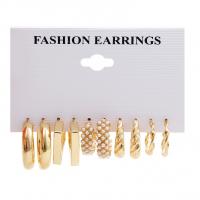 Plastic Pearl Zinc Alloy Earring, with Plastic Pearl, 5 pieces & for woman 