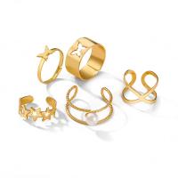 Zink-Legierung Ring Set, Zinklegierung, mit Kunststoff Perlen, 5 Stück & verschiedene Stile für Wahl & für Frau & mit Strass, verkauft von setzen