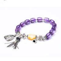 Quartz Bracelets, 925 Sterling Silver, with Beeswax & Amethyst, fashion jewelry & for woman Approx 6.69 Inch 