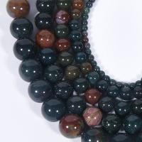 Blutstein Perlen Perle, rund, poliert, DIY, gemischte Farben, Länge:38 cm, verkauft von Strang
