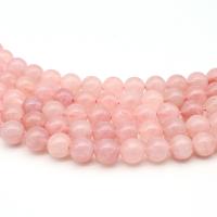 Natürliche Rosenquarz Perlen, rund, poliert, DIY, Rosa, Länge:38 cm, verkauft von Strang