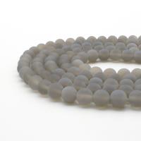 Natürliche graue Achat Perlen, Grauer Achat, rund, poliert, DIY & stumpfmatt, grau, Länge:38 cm, verkauft von Strang