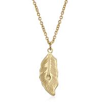 Titanium Steel Jewelry Necklace, Leaf, plated, fashion jewelry & for woman, golden cm 