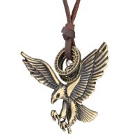Zinc Alloy Sweater Chain Necklace, with leather cord, eagle, plated, fashion jewelry & Unisex cm 