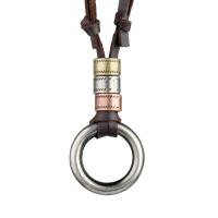 Zink -Legierung Eisen Kette Pullover Halskette, Zinklegierung, mit Lederband, plattiert, Modeschmuck & unisex, keine, 30x60mm, Länge:80 cm, verkauft von PC