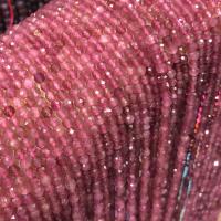 Бусины природных турмалин, Турмалин, Круглая, DIY & граненый, розовый, длина:Приблизительно 15 дюймовый, продается Strand