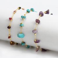 Gemstone Chip Bracelets, Brass, with Gemstone, with 1.97 extender chain, gold color plated, fashion jewelry, golden .25 Inch 