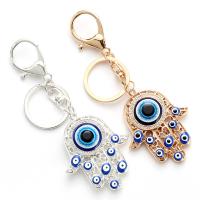 Evil Eye Key Chain, Zinc Alloy, with Lampwork, Evil Eye Hamsa, plated, enamel & with rhinestone 