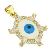 Fashion Evil Eye Pendant, Brass, gold color plated, micro pave cubic zirconia & enamel Approx 3mm 