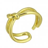 Латунь Манжеты палец кольцо, плакирован золотом, Регулируемый, размер:7, продается PC