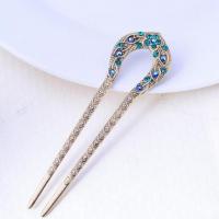 Hair Stick, Zinc Alloy, plated, vintage & for woman & with rhinestone 
