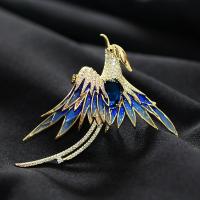 Cubic Zirconia Brooch, Brass, Bird, plated, micro pave cubic zirconia & for woman & epoxy gel 