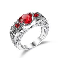Кубическое цирконовое латунное кольцо, Латунь, с кубический цирконий, покрытый платиной, разный размер для выбора & Женский, Много цветов для выбора, продается PC