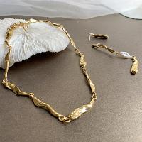 Ожерелье ручной латунные, Латунь, с 1.97inch наполнитель цепи, плакированный настоящим золотом, разные стили для выбора & Женский, длина:Приблизительно 14.57 дюймовый, продается PC