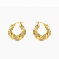 Cubic Zirconia Micro Pave Brass Earring, plated, for woman & with rhinestone 25mm 