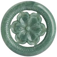 Jadeite Pendant, Round, Carved, green 