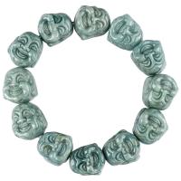 Jadeite Bracelet, Buddha, Carved, Unisex, green Approx 7.5 Inch 