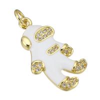 Enamel Brass Pendants, fashion jewelry & DIY & for woman & with rhinestone, white 