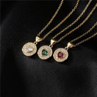 Brass Cubic Zirconia Necklace, real gold plated, fashion jewelry & for woman & with cubic zirconia cm 
