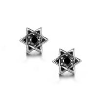 Titanium Steel Stud Earring, silver color plated, fashion jewelry & micro pave cubic zirconia & blacken, silver color, 9mm 