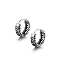 Titanium Steel Huggie Hoop Earring, silver color plated, fashion jewelry & blacken, silver color 