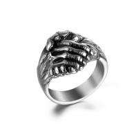 Titanium Steel Finger Ring, silver color plated, fashion jewelry & blacken, silver color 