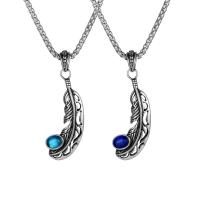 Titanium Steel Pendants, with Gemstone, silver color plated, fashion jewelry & blacken 