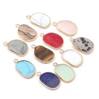 Gemstone Brass Pendants, with Gemstone, gold color plated, fashion jewelry 