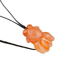 Gemstone Jewelry Pendant, Natural Stone, Goldfish & Unisex 36mmx23-24mm 