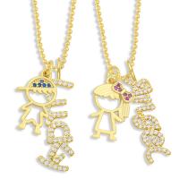 Messing Zirkonia Halskette, goldfarben plattiert, verschiedene Stile für Wahl & Micro pave Zirkonia, goldfarben, 30x11mm, Länge:17.13 ZollInch, verkauft von PC