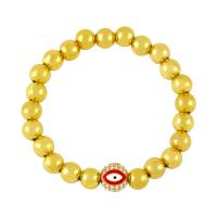 Evil Eye Jewelry Bracelet, Brass, gold color plated, enamel .69 Inch 