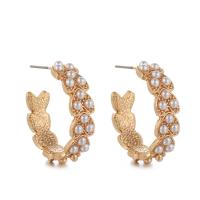 Plastic Pearl Zinc Alloy Earring, with Plastic Pearl, gold color plated, Korean style & for woman, 26mm 