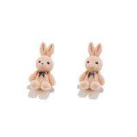 Fluffy Pom Pom Earrings, Flocking Fabric, with Zinc Alloy, Rabbit, cute & for woman 