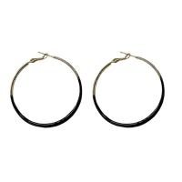 Brass Hoop Earring, Donut, real gold plated, for woman & enamel 60mm 