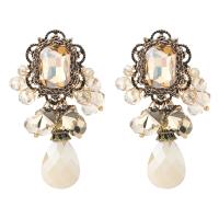 Acrylic Drop Earring, Zinc Alloy, with Acrylic, gold color plated, for woman & with glass rhinestone 