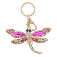 Zinc Alloy Key Clasp, Dragonfly, gold color plated, with rhinestone 