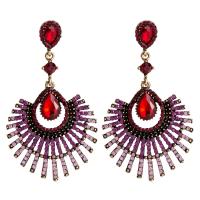 Zinc Alloy Rhinestone Drop Earring, with acrylic rhinestone, gold color plated, for woman 