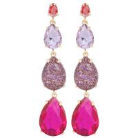 Zinc Alloy Rhinestone Drop Earring, with Resin, plated, for woman & with glass rhinestone 