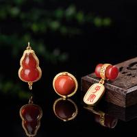 Agate Beads, Brass, with Yunnan Red Agate, gold color plated & for woman 
