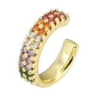 Brass Cuff Finger Ring, fashion jewelry & for woman & with rhinestone, multi-colored 