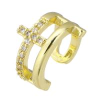 Латунь Манжеты палец кольцо, ювелирные изделия моды & Женский & со стразами, Золотой продается PC